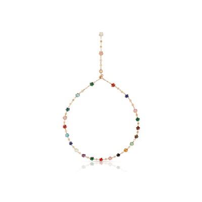 Collier Pasquale Bruni Figlia Dei Fiori en or rose, agate, cornaline, onyx, pierre de lune, calcédoine, citrine, améthyste, topaze bleu London, quartz fumé, topaze bleue, lapis lazuli, chrysoprase, grenat,  turquoise et diamants