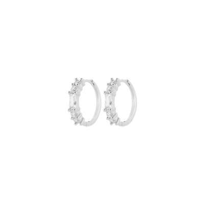 Boucles d'oreilles créoles en argent et oxyde de zirconium