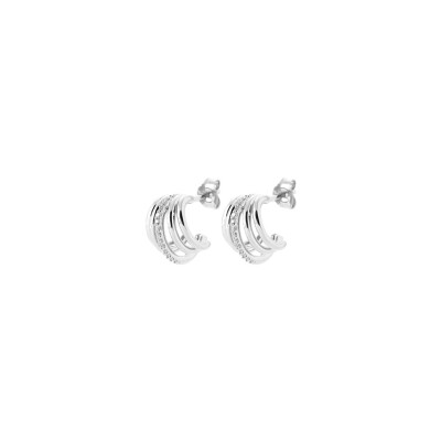 Boucles d'oreilles créoles en argent et oxyde de zirconium