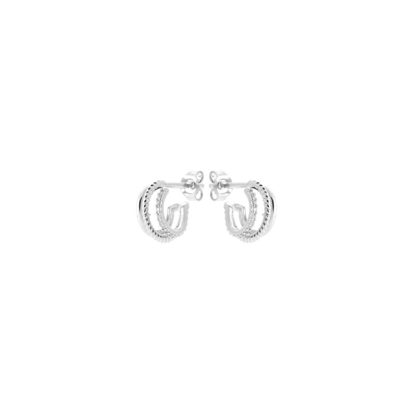 Boucles d'oreilles créoles en argent et oxyde de zirconium