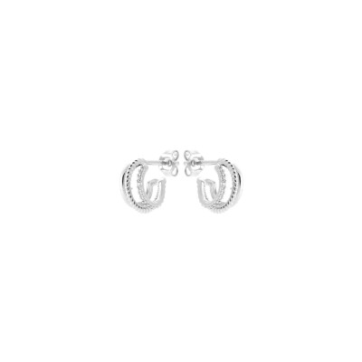 Boucles d'oreilles créoles en argent et oxyde de zirconium