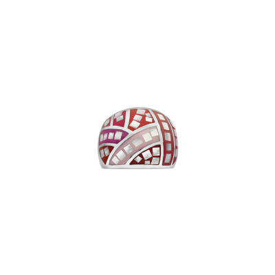 Bague jonc en acier et nacre, taille 57