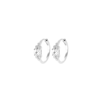 Créole en argent rhodié et oxyde de zirconium