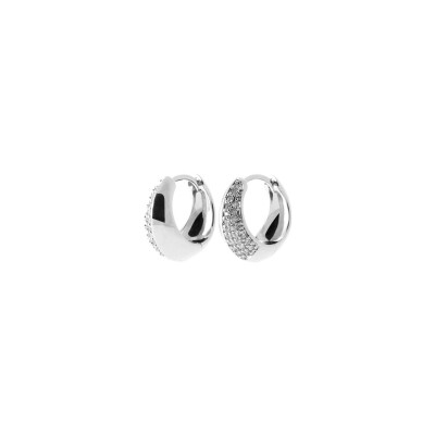 Créole en argent rhodié et oxyde de zirconium