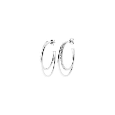 Créole en argent rhodié et oxyde de zirconium