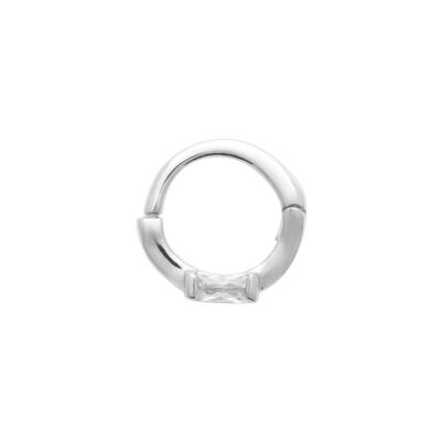 Créole en argent rhodié et oxyde de zirconium