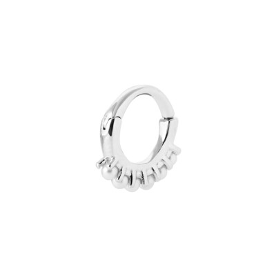 Créole en argent rhodié et perle d'imitation