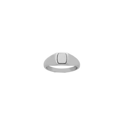 Chevalière forme tonneau en acier, taille 60