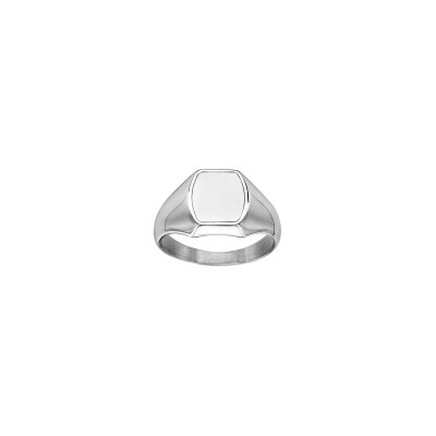 Chevalière plateau tonneau en acier, taille 60