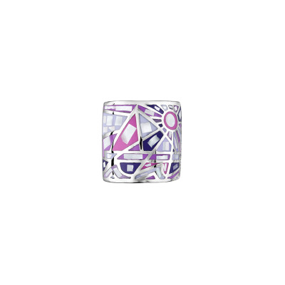 Bague en acier et nacre blanche