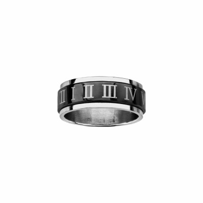 Alliance en acier et pvd noir anti stress avec chiffres romain