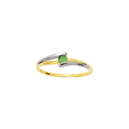 Bague en or jaune, or blanc et émeraude