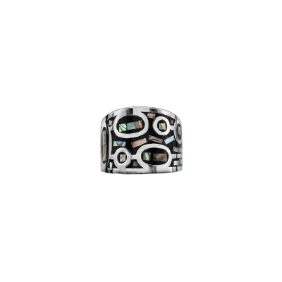 Bague en acier et nacre, taille 57