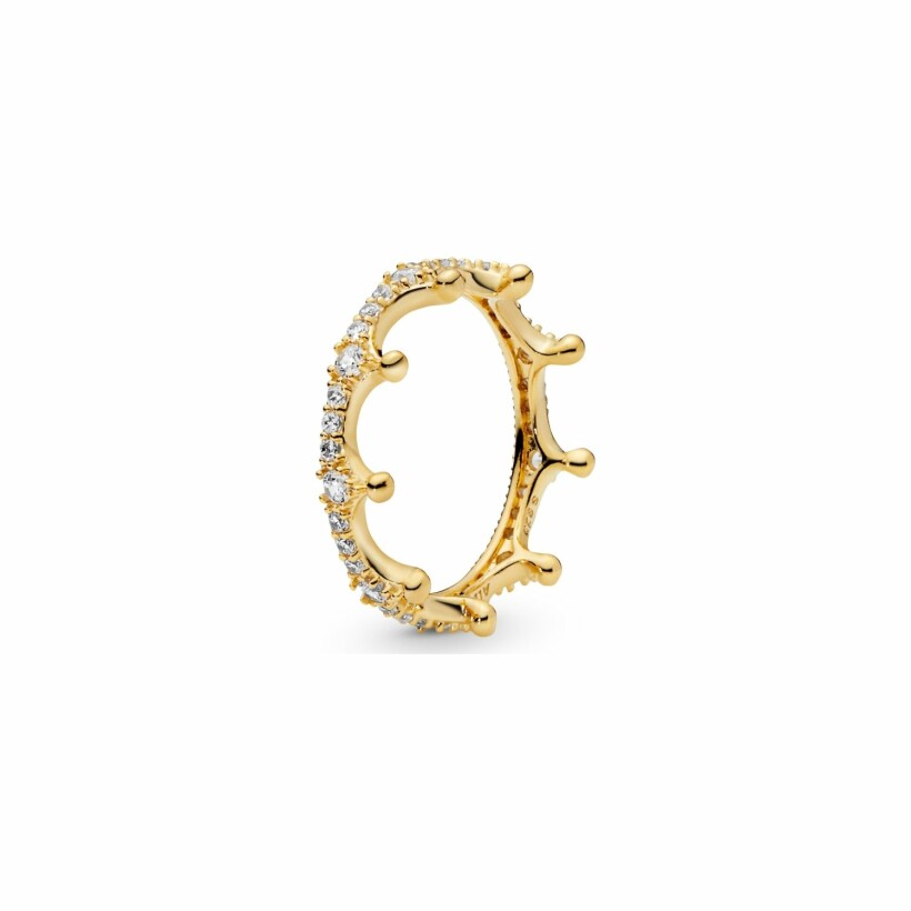 Bague Pandora Signature couronne étincelante transparente en métal doré et oxyde de zirconium, taille 54
