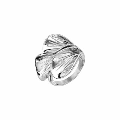 Bague en acier 3 grandes feuilles