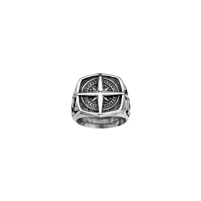 Bague globe trotter en acier, taille 66