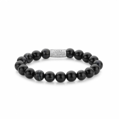 Bracelet Rebel & Rose Stones Only en onyx noir