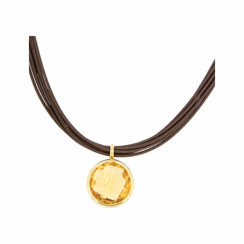 Collier sur cordon Kirkos en or jaune et citrine