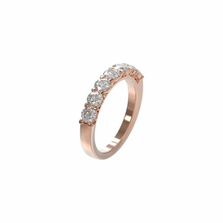 Demi alliance Moderne en or rose et diamants de 0.8ct