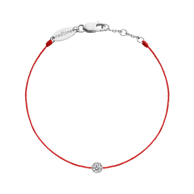 Bracelet RedLine Bébé Pure fil rouge avec diamant 0.05ct en serti clos, or blanc