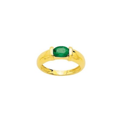 Bague en or jaune et émeraude