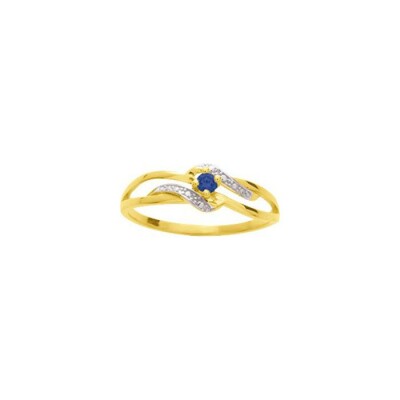 Bague en or jaune et saphir