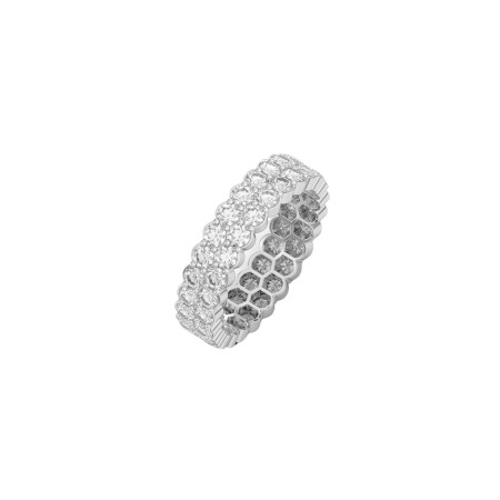 Alliance Frojo 2 rangs tour complet en or blanc et diamants, taille 53