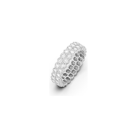 Alliance Frojo 2 rangs tour complet en or blanc et diamants, taille 53