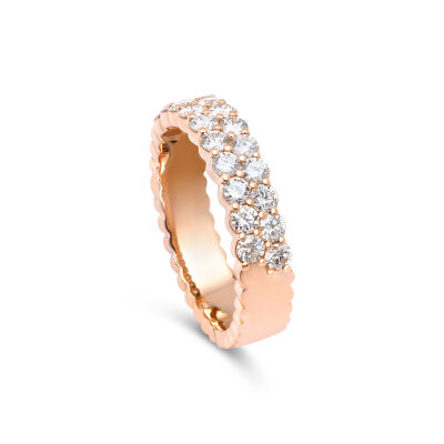 Bague Ruban 2 rangs, en or rose et diamants