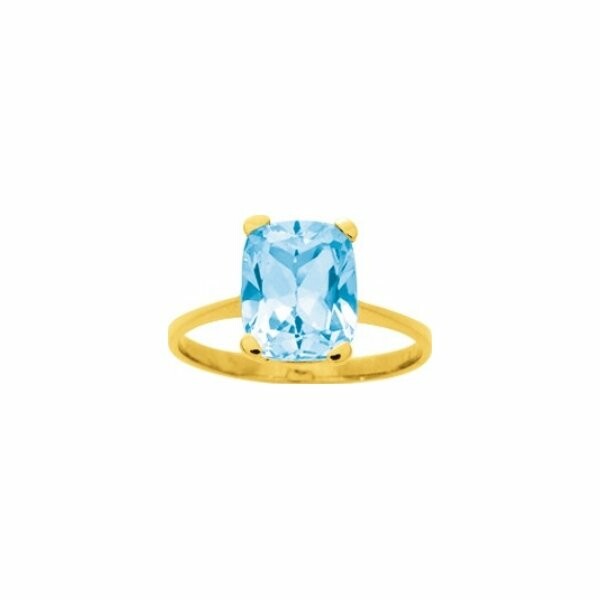 Bague en or jaune et topaze bleue