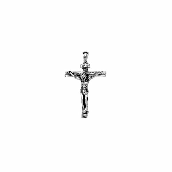 Pendentif religieux en acier "Christ sur croix"