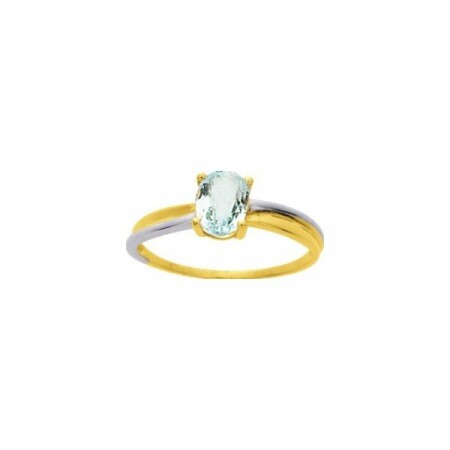 Bague en or jaune, or blanc et aigue-marine