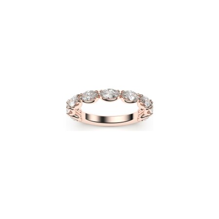 Demi alliance Frojo en or rose et diamants navettes