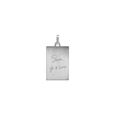 Pendentif rectangulaire 21x33mm Papa Je T'Aime en acier