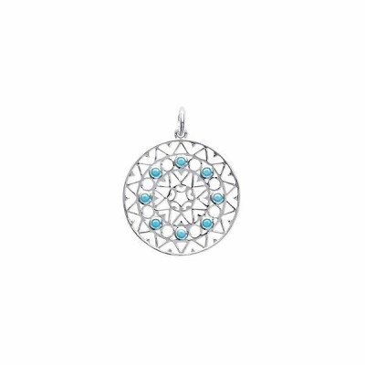 Pendentif en argent rhodié et pierre synthétique