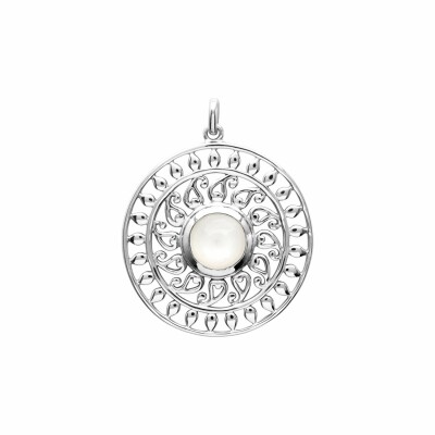 Pendentif en argent rhodié et pierre de lune