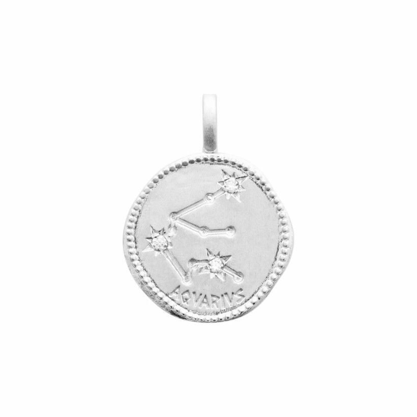 Pendentif Verseau en argent rhodié et oxydes de zirconium