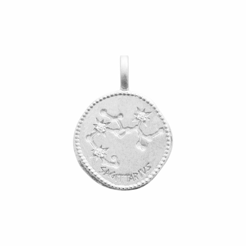 Pendentif Sagittaire en argent rhodié et oxydes de zirconium