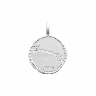 Pendentif Bélier en argent rhodié et oxydes de zirconium