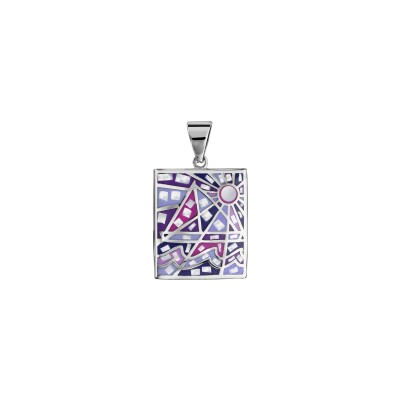 Pendentif rectangulaire Stella Mia dégradé Rose et Violet en acier et nacre