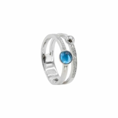 Bague Monet en argent et cabochon quartz bleu