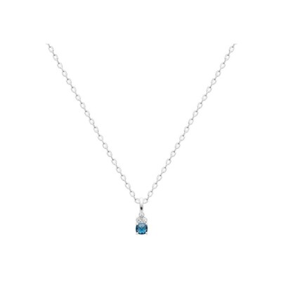 Pendentif en argent rhodié, oxyde de zirconium et pierre synthétique