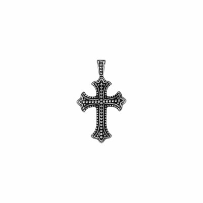 Pendentif en acier croix avec picot patine