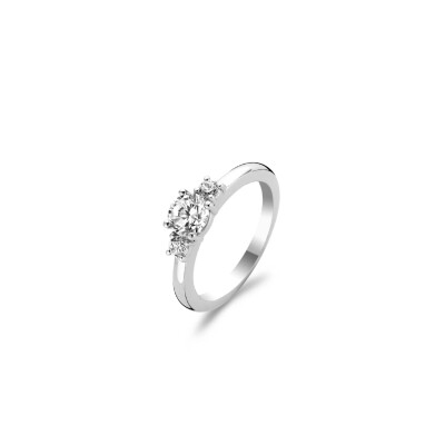 Bague Ti Sento en argent rhodié et oxydes de zirconium, taille 50