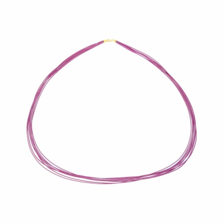 Collier sur cordon 7 brins violet et or jaune