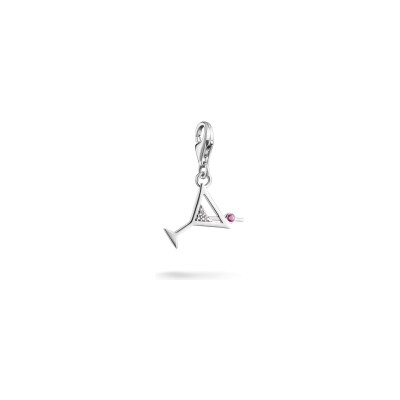 Pendentif Thomas Sabo Charm Club en argent, rubis synthétique et oxyde de zirconium