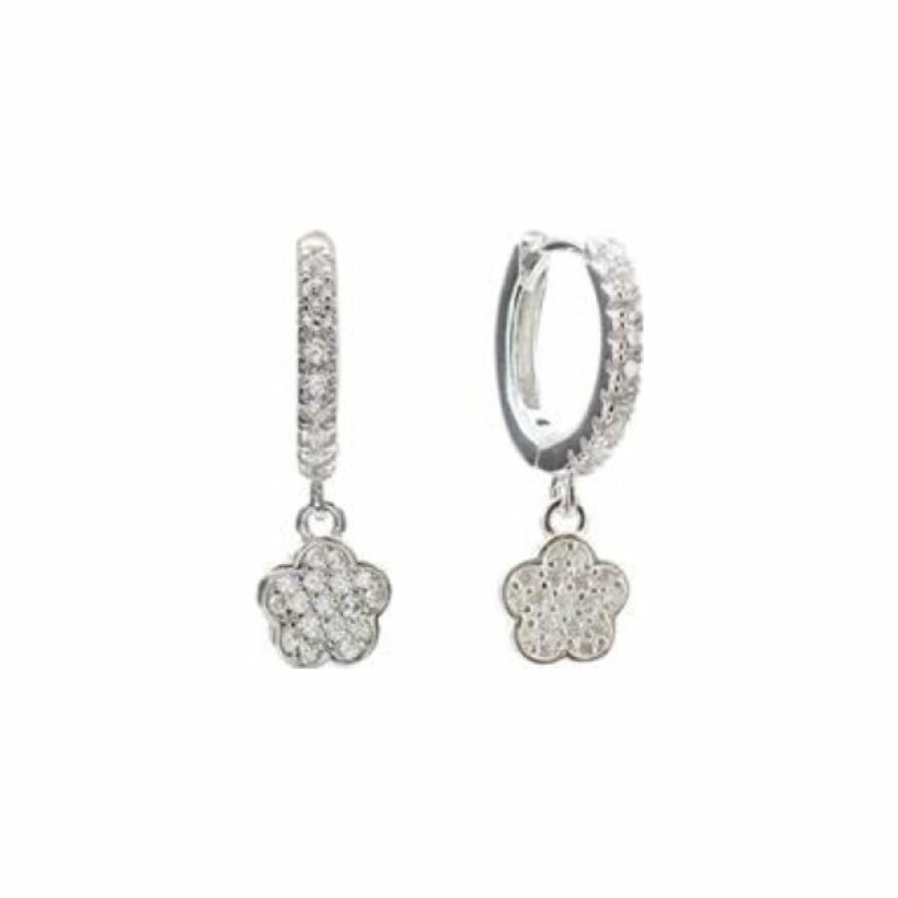 Boucles d'oreilles créoles Eclat en argent et oxyde de zirconium