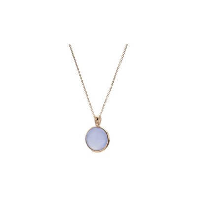 Collier Monet en argent doré rose et quartz bleu clair