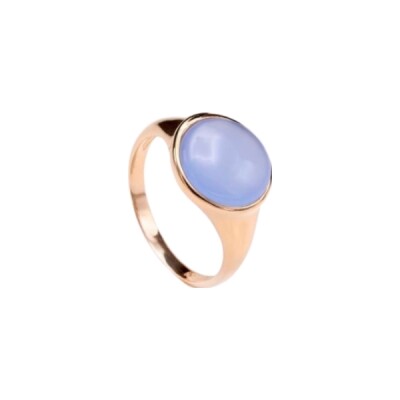 Bague Monet en argent doré rose et quartz bleu clair