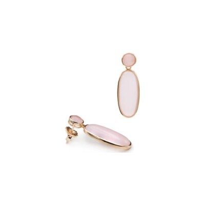 Boucles d'oreilles Monet en argent doré rose et quartz rose